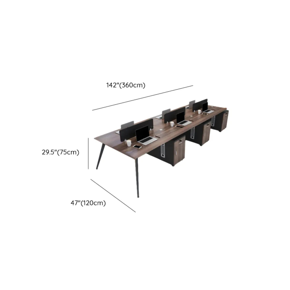 Walnut Finish Rectangular Wood Storage Office Furniture Set Image - 19