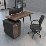 Walnut Finish Rectangular Wood Storage Office Furniture Set Image - 3