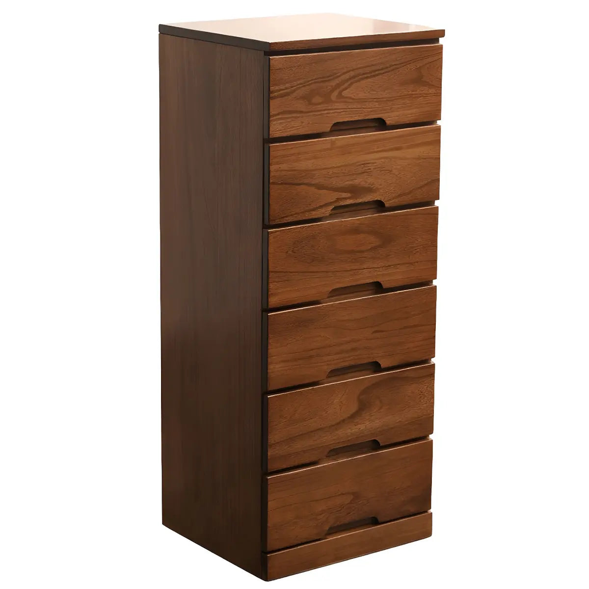 Walnut Finish Solid Wood Step Design Chest with Drawers Image - 11