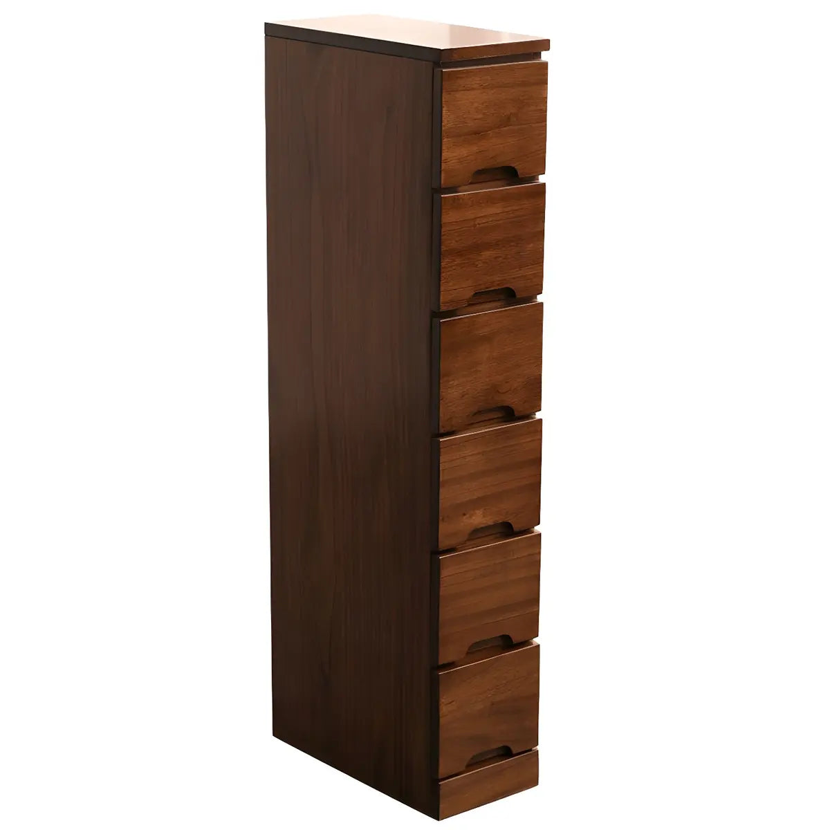 Walnut Finish Solid Wood Step Design Chest with Drawers Image - 2