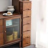 Walnut Finish Solid Wood Step Design Chest with Drawers Image - 4