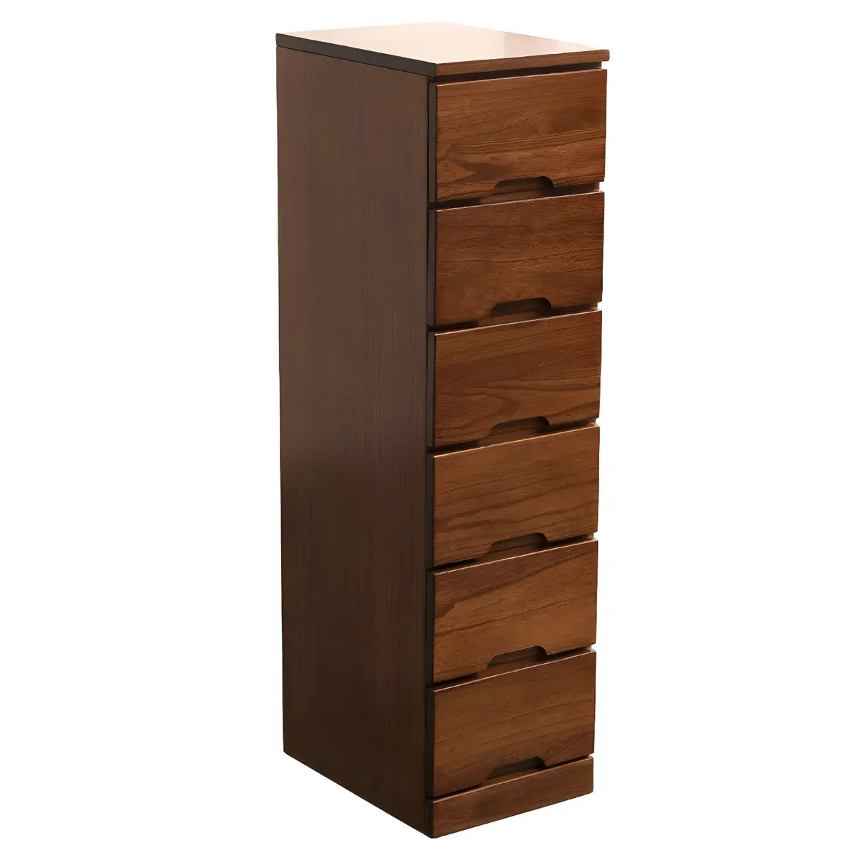 Walnut Finish Solid Wood Step Design Chest with Drawers Image - 6