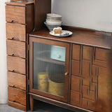 Walnut Finish Solid Wood Step Design Chest with Drawers Image - 8