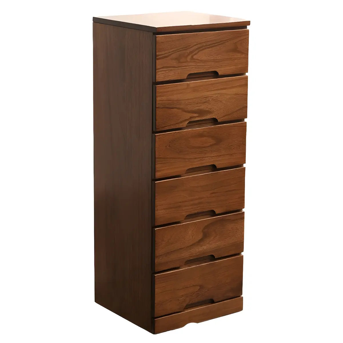 Walnut Finish Solid Wood Step Design Chest with Drawers Image - 9