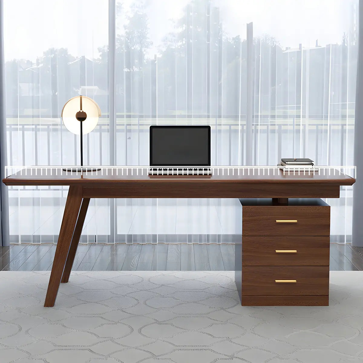 Walnut Rectangular Drawers Standard Width Writing Desk Image - 4