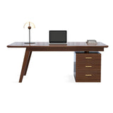 Walnut Rectangular Drawers Standard Width Writing Desk Image - 5