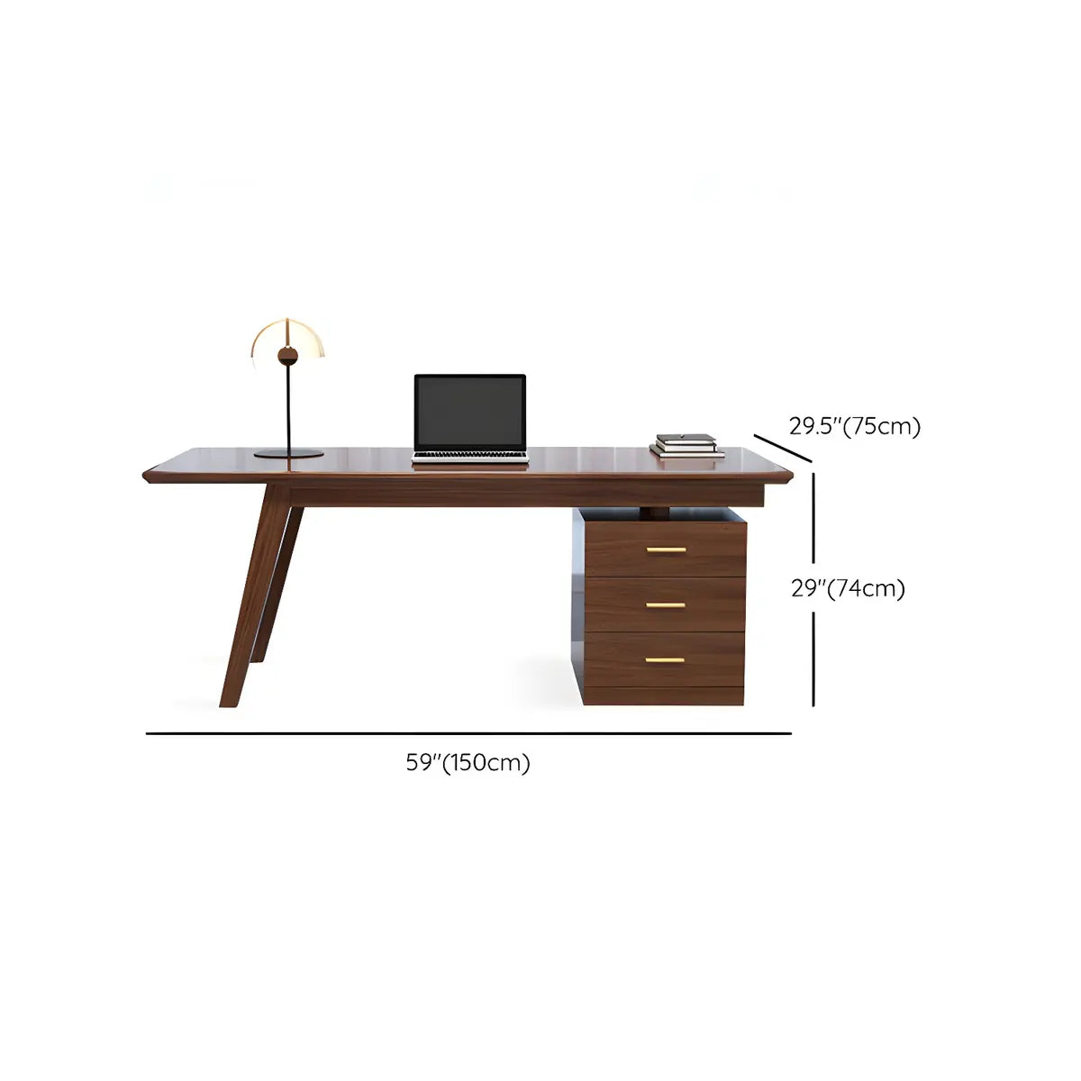 Walnut Rectangular Drawers Standard Width Writing Desk 