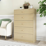 Walnut White Rectangular Wood 5 Drawer Filing Cabinet Image - 3