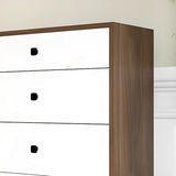 Walnut White Rectangular Wood 5 Drawer Filing Cabinet Image - 6