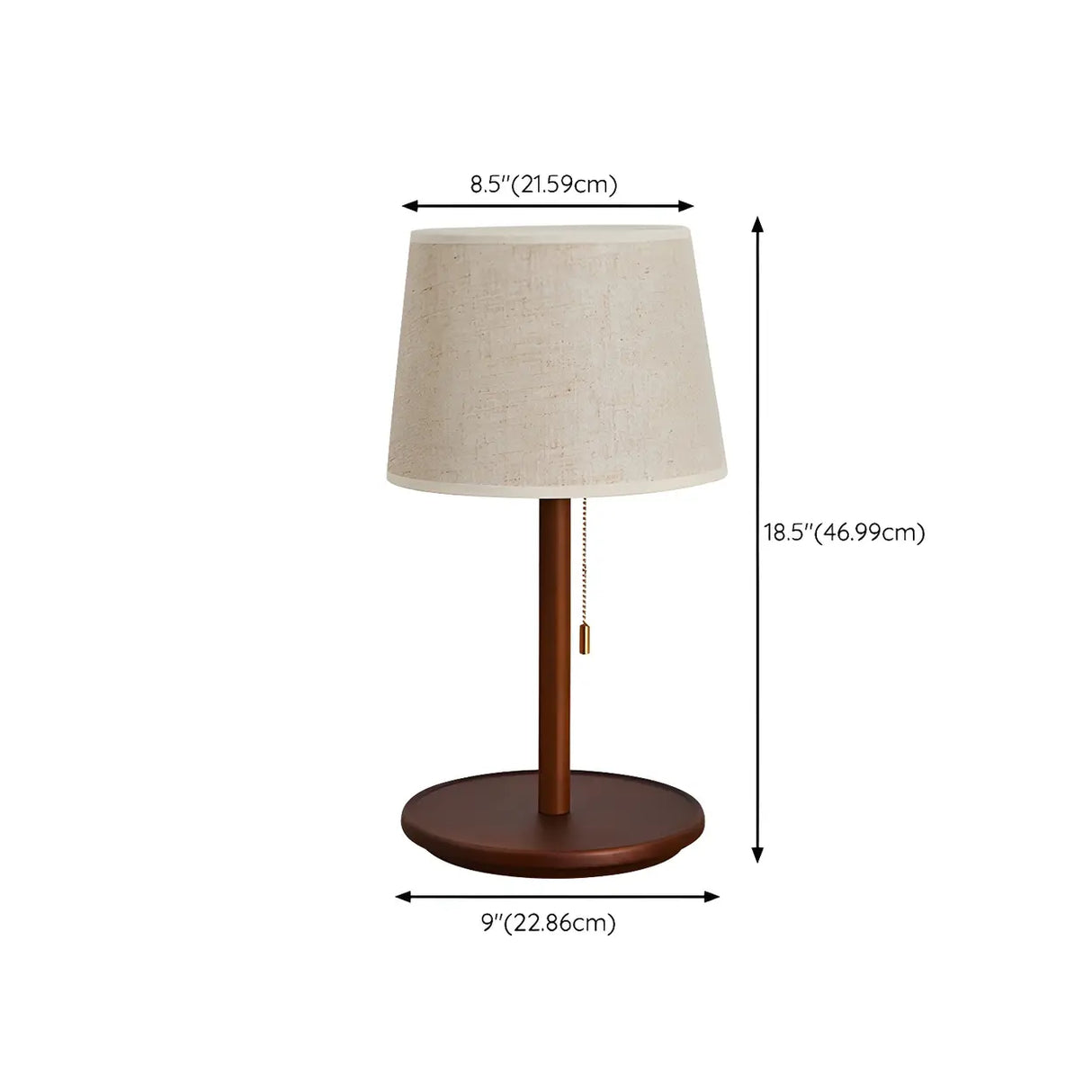 Walnut Wood  Bedside Table Lamp with Pull Chain Switch 