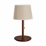 Walnut Wood  Bedside Table Lamp with Pull Chain Switch Image - 5