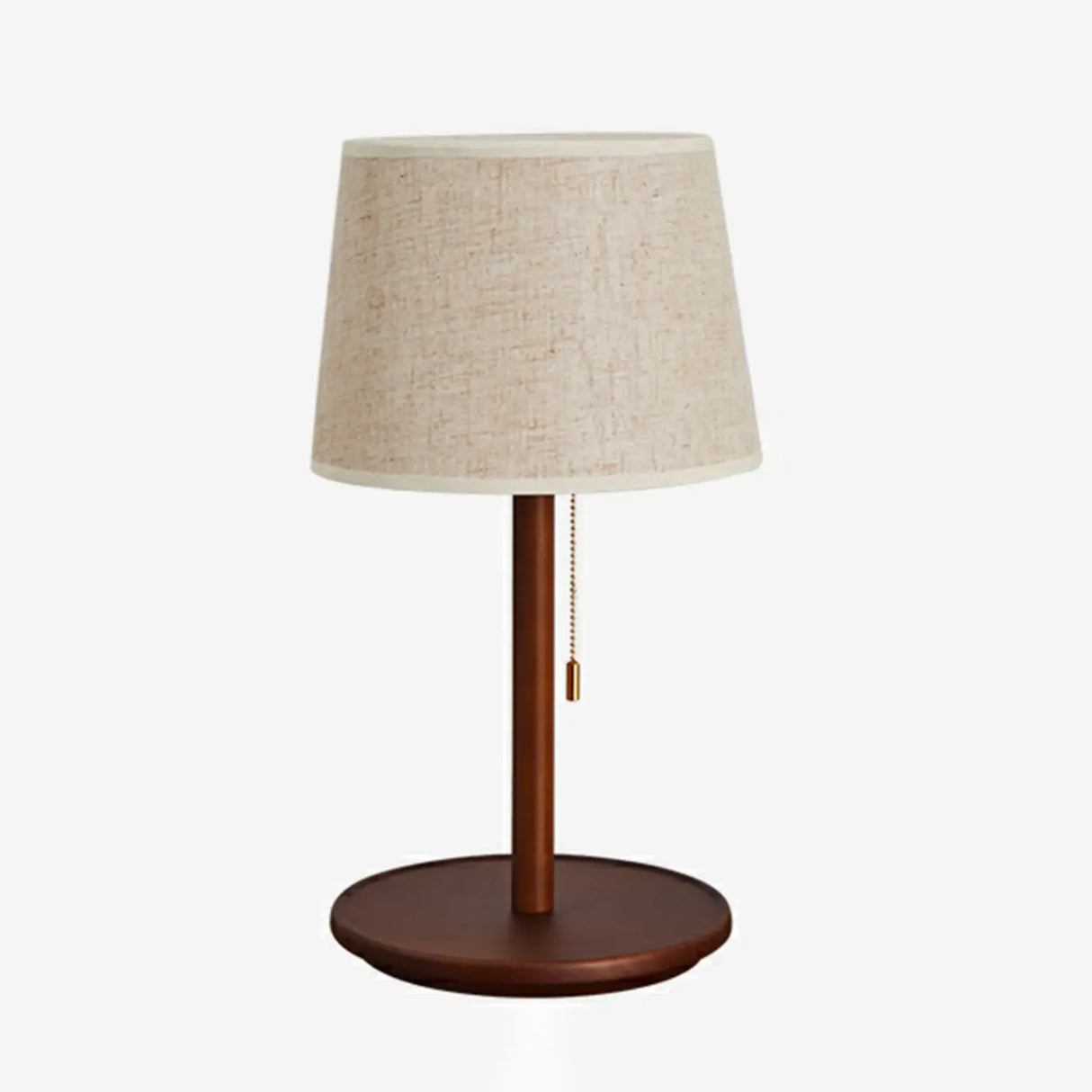 Walnut Wood  Bedside Table Lamp with Pull Chain Switch Image - 6