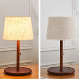 Walnut Wood  Bedside Table Lamp with Pull Chain Switch Image - 7