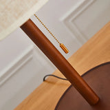 Walnut Wood  Bedside Table Lamp with Pull Chain Switch Image - 8