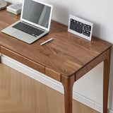 Walnut Wood Drawer Butcher Block Rectangle Writing Desk Image - 5