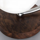 Walnut Wood Drum White Frosted Glass Wall Sconce Image - 8