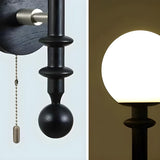 Walnut Wood Globe Glass Wall Sconce with Pull Chain Image - 11