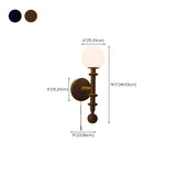 Walnut Wood Globe Glass Wall Sconce with Pull Chain #size