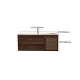 Walnut Wood Medicine Cabinet Bathroom Vanity with Drawers #size