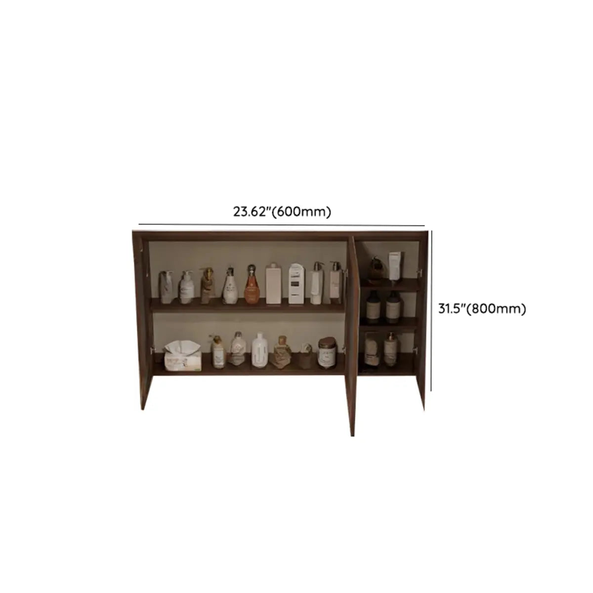 Walnut Wood Medicine Cabinet Bathroom Vanity with Drawers Image - 11