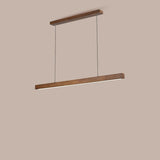 Walnut Wood Rectangular Pendant Light Kitchen Island Image - 4