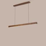 Walnut Wood Rectangular Pendant Light Kitchen Island Image - 5