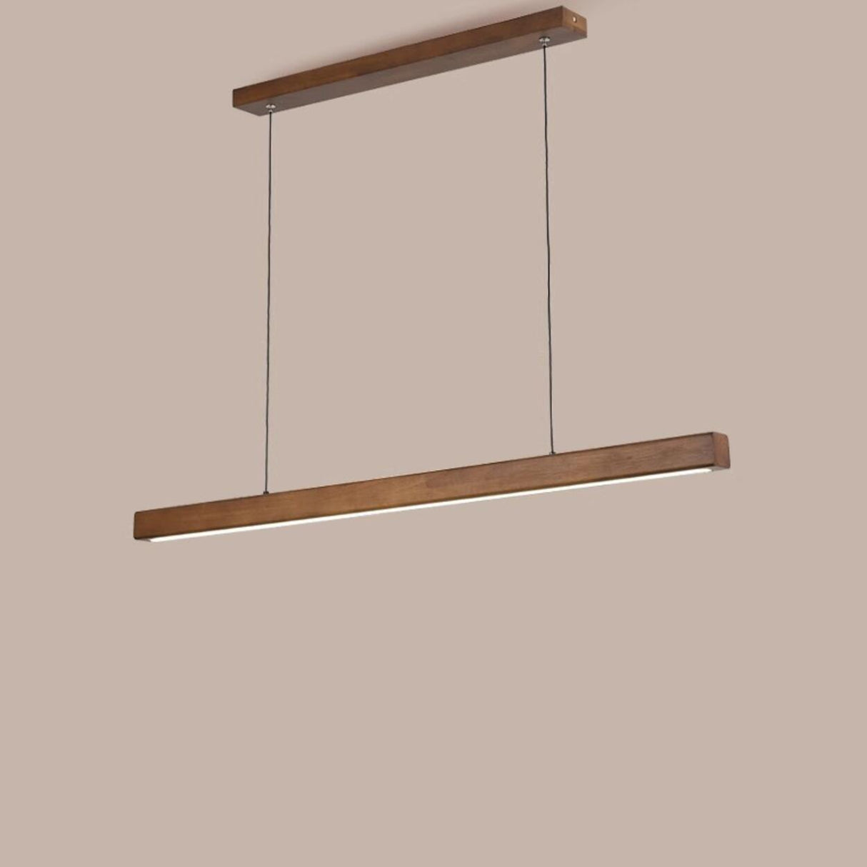 Walnut Wood Rectangular Pendant Light Kitchen Island Image - 6