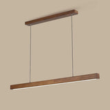 Walnut Wood Rectangular Pendant Light Kitchen Island Image - 8