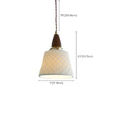 Walnut Wood Retro Ribbed Ceramic Cylinder Pendant Light Image - 20