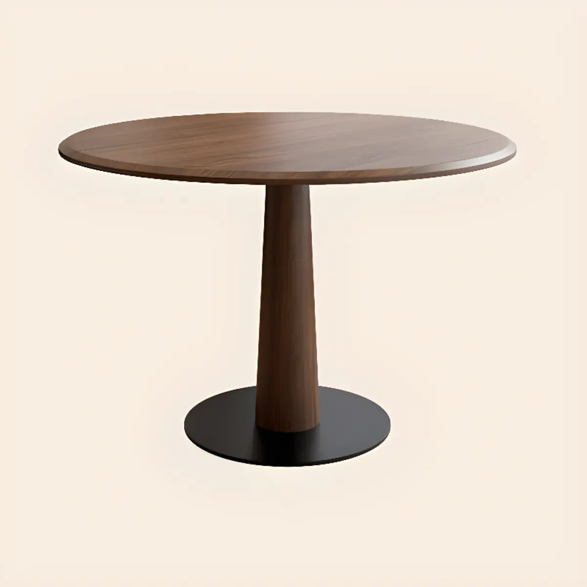 Walnut Wood Round Dining Table Set with Pedestal Base Image - 10