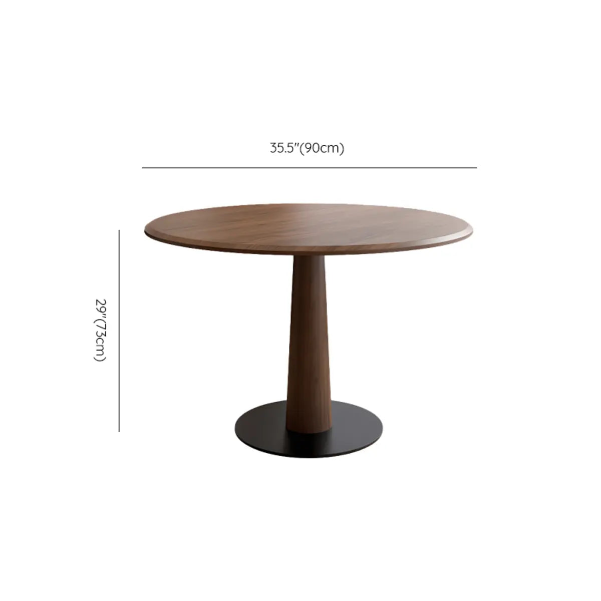 Walnut Wood Round Dining Table Set with Pedestal Base 