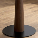 Walnut Wood Round Dining Table Set with Pedestal Base Image - 7