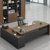 Walnut Wood Storage Butcher Block L-Shape Computer Desk Image - 1