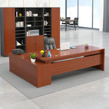 Walnut Wood Storage Butcher Block L-Shape Computer Desk Image - 7