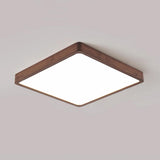 Walnut Wooden Square LED Flush Mount Ceiling Light Image - 10