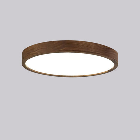 Walnut Wooden Square LED Flush Mount Ceiling Light Image - 2