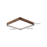 Walnut Wooden Square LED Flush Mount Ceiling Light Image - 21