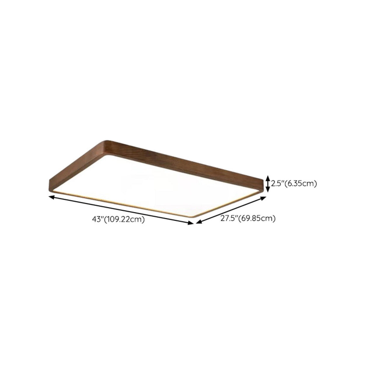 Walnut Wooden Square LED Flush Mount Ceiling Light Image - 23