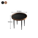 Walnut Wooden Tray Top Metal Base Round Coffee Table Image - 12