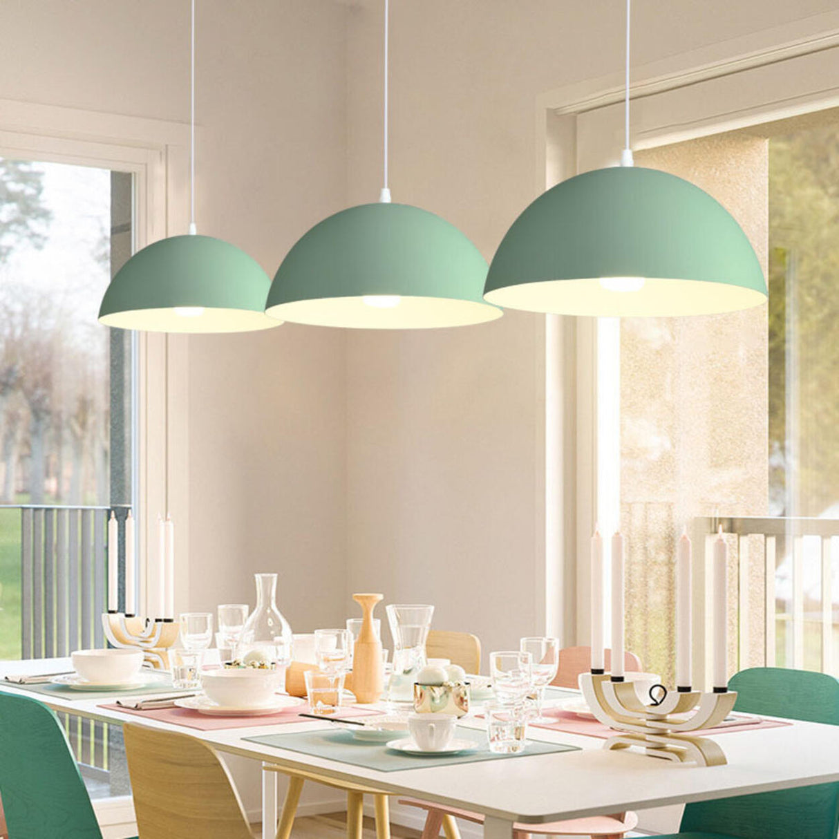 Warehouse Multi Color Aluminum Dome Modern Pendant Light Image - 1