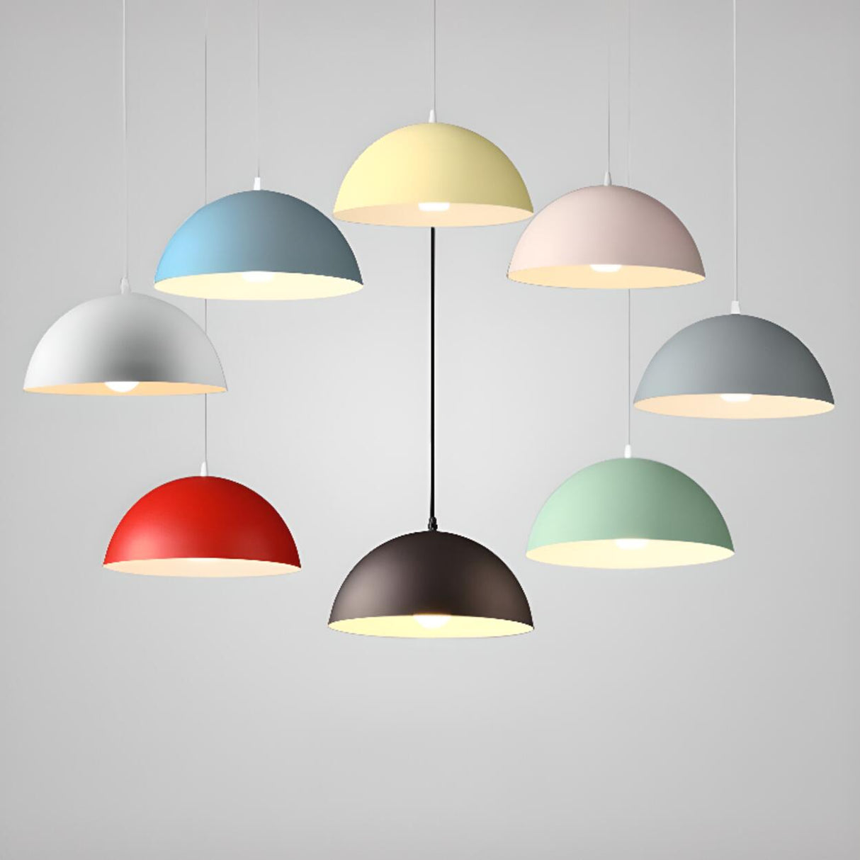 Warehouse Multi Color Aluminum Dome Modern Pendant Light Image - 31