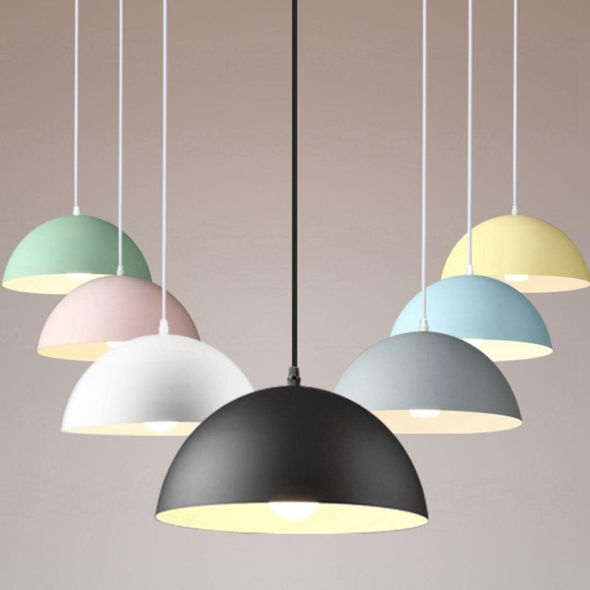 Warehouse Multi Color Aluminum Dome Modern Pendant Light Image - 33