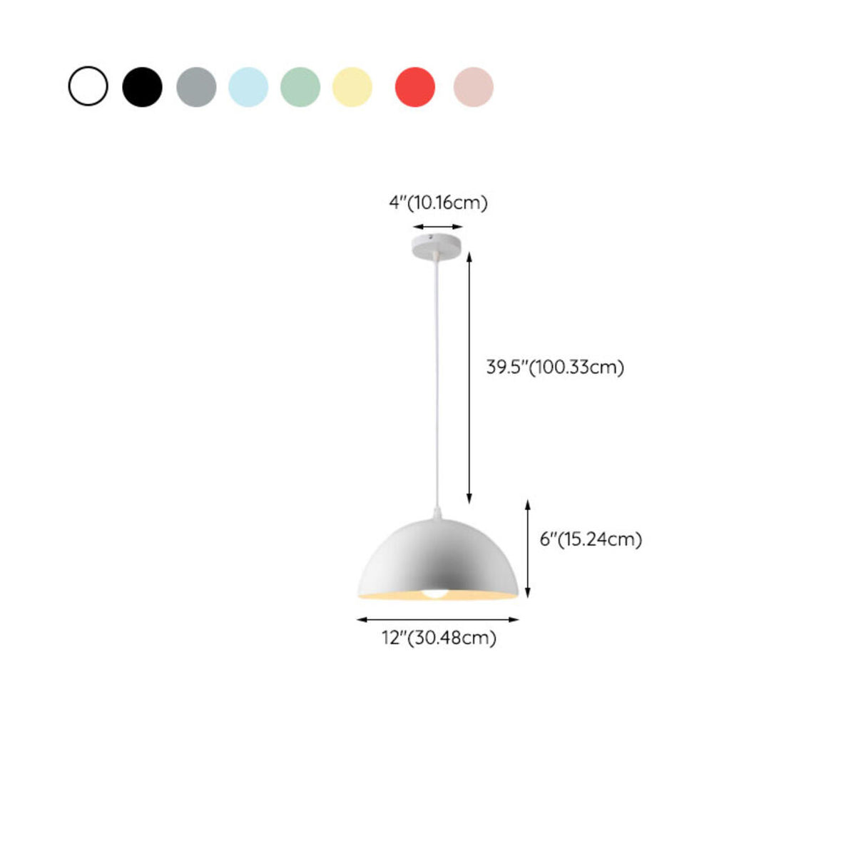 Warehouse Multi Color Aluminum Dome Modern Pendant Light 