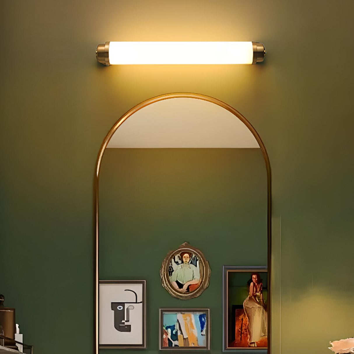 Warm Glow White Cylindrical Wall Vanity Light Image - 1