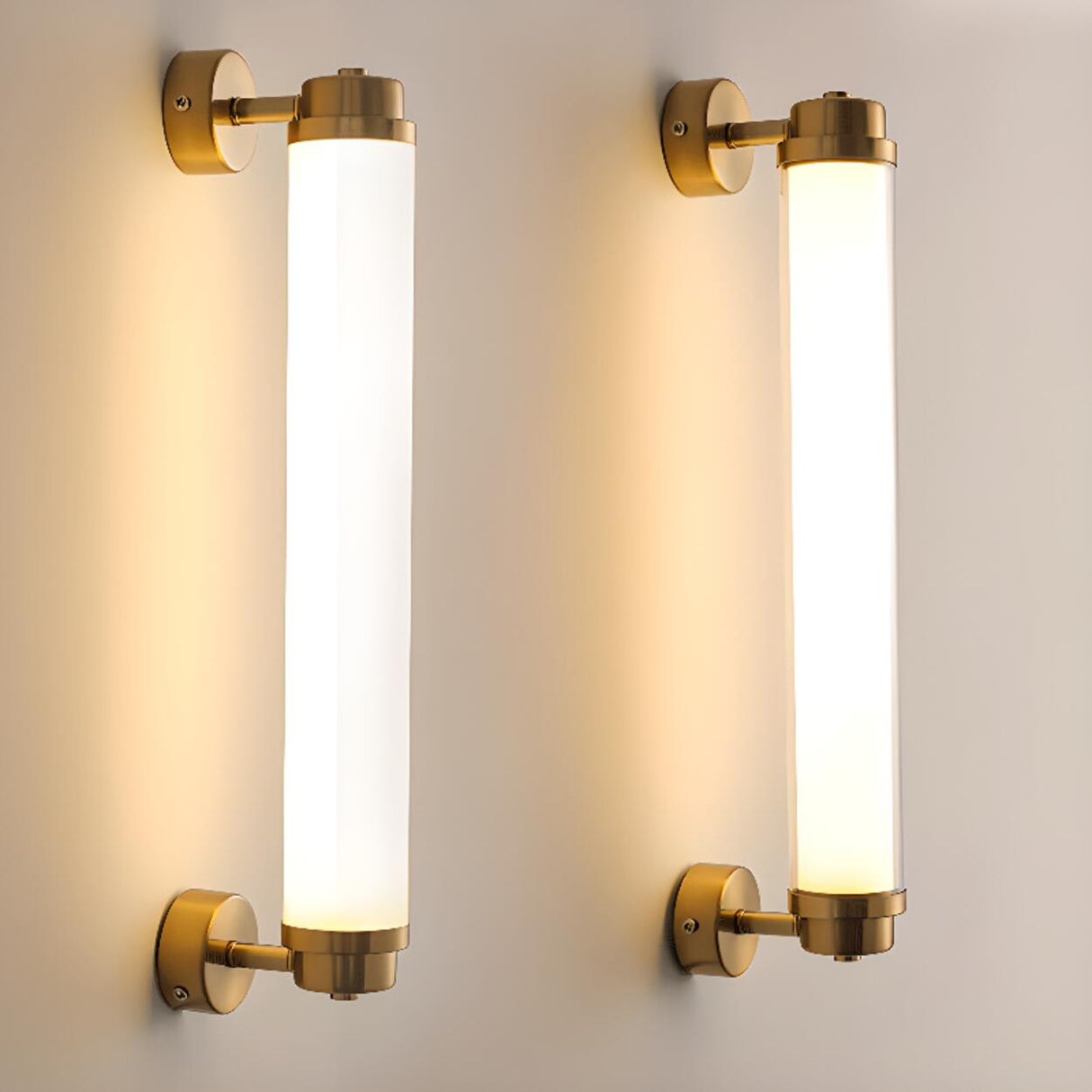 Warm Glow White Cylindrical Wall Vanity Light Image - 7