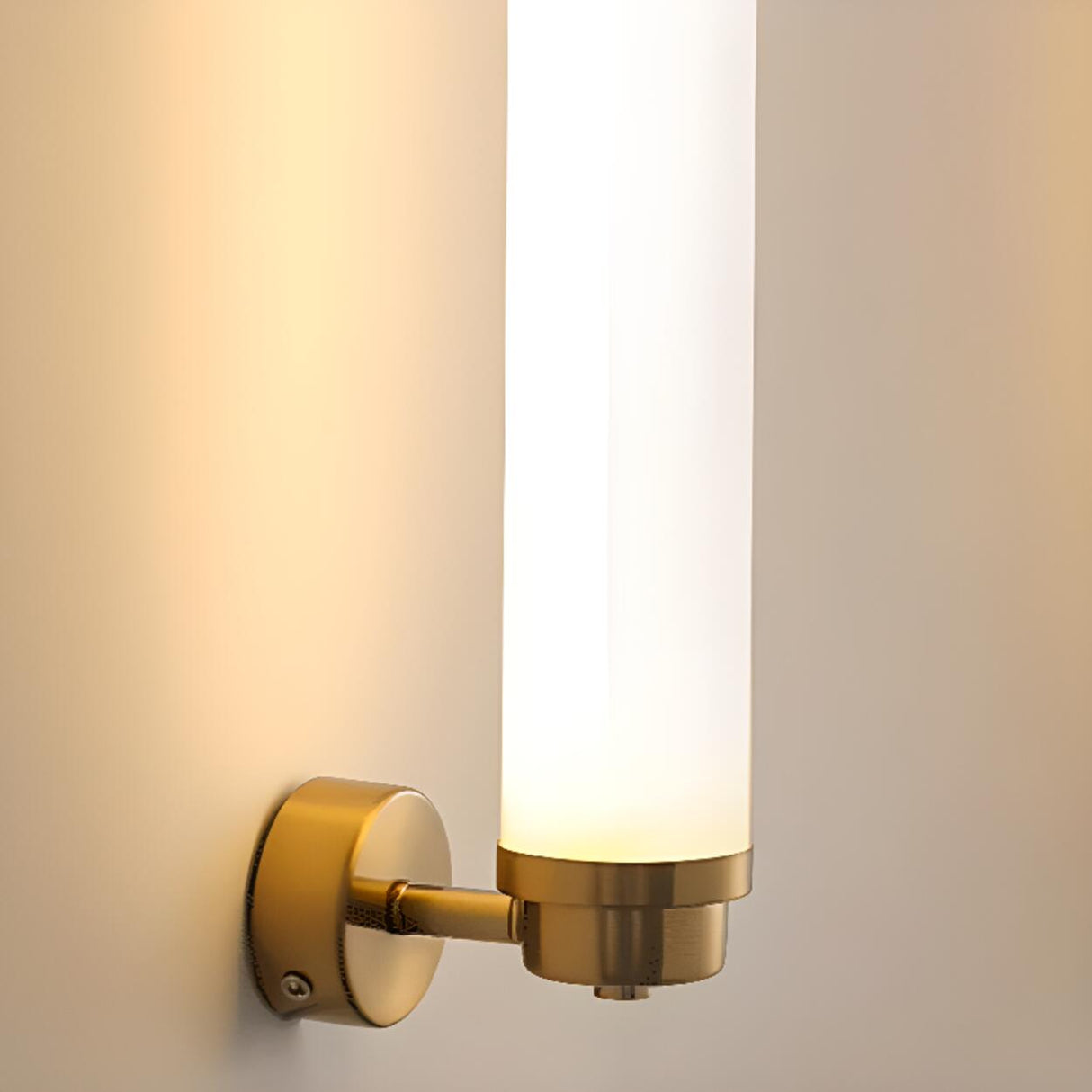 Warm Glow White Cylindrical Wall Vanity Light Image - 9