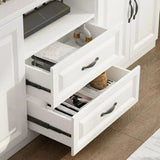 Warm White Wooden Open Storage TV Stand with Drawers Image - 12