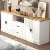 Warm White Wooden Open Storage TV Stand with Drawers Image - 3