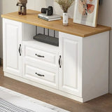 Warm White Wooden Open Storage TV Stand with Drawers Image - 7