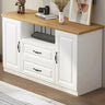 Warm White Wooden Open Storage TV Stand with Drawers Image - 7